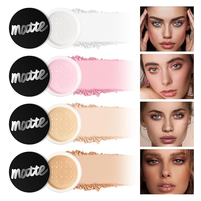 Face Loose Setting Powder, Translucent Long-lasting Waterproof Concealer Powder Light Breathable Oil-controlling, Smooth Matte Finish for Daily Face Makeup (02# Pink, 0.21 oz)