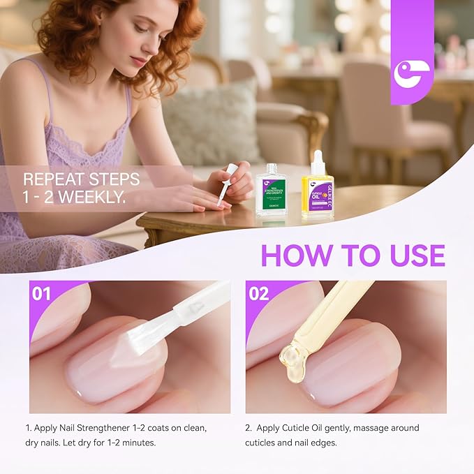 Nail Growth Treatment and Cuticle Oil: Orange & Clear (15ml) - Protein Nail Hardener for Weak Nails - Vitamin E Enriched - Fast Growth & Repair - Salon & Home Use