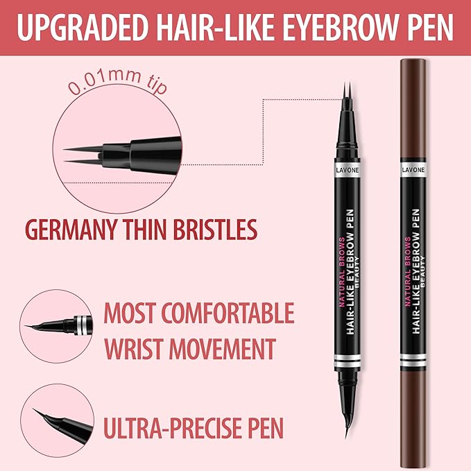 Eyebrow Pencil, 2-in-1 Waterproof Eyebrow Pen, with 2 Tip Microblading Eyebrow Pencil and Ultra-Precise Brow Pencil, with Eyebrow Brush, Eyebrow Pencils for Women, Natural Hair-Like Brows