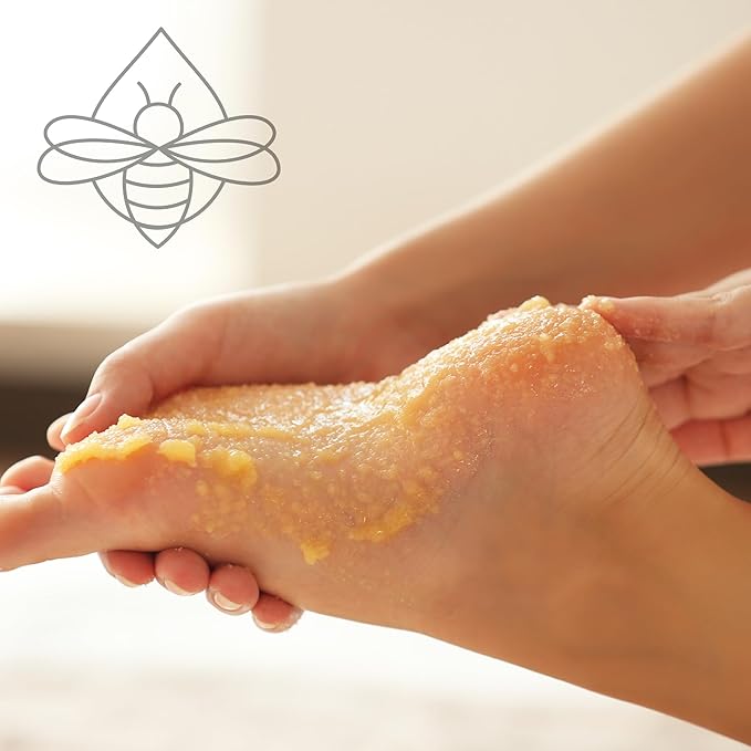 Silky Sugar Scrub by BeesOline - Premium Fine Cane Sugar | Turmeric - Extra Large 20oz, Convienent Flip-Top Lid, Organic Sunflower Oil & COCONUT OIL for Smooth Gentle Exfoliation