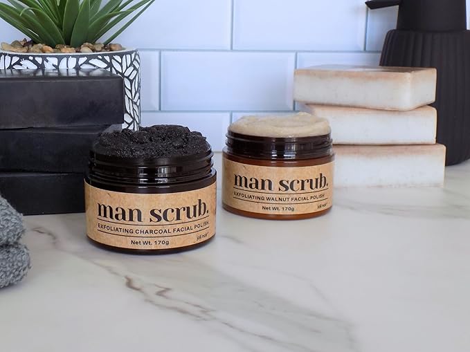 Joli Noir - Face Scrub For Men - Fight Acne, Detox & Exfoliate Rough, Dull Skin - Exfoliating Face Polish Sugar Scrub With Activated Charcoal