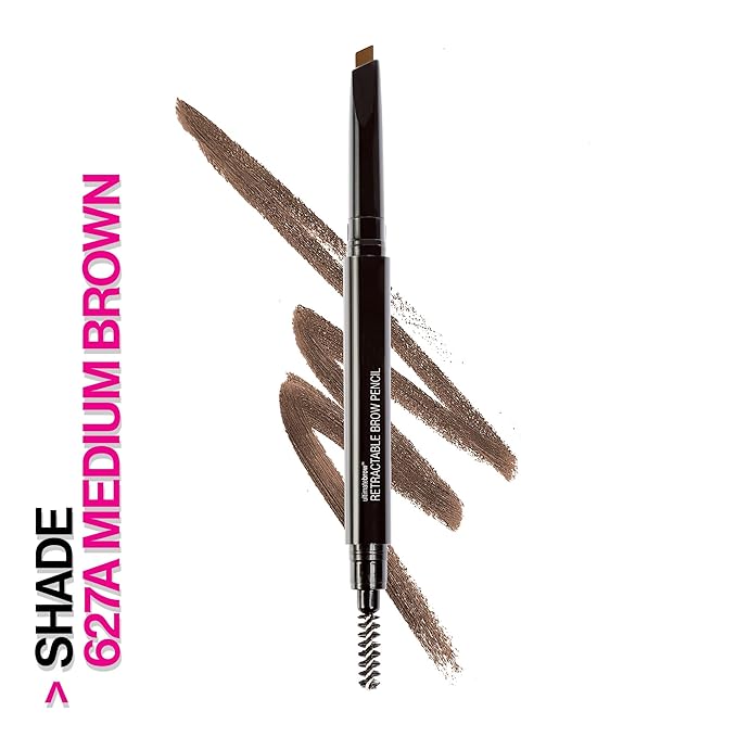 wet n wild Ultimate Eyebrow Retractable Definer Pencil, Medium Brown, Dual-Sided Brow Brush, Fine Tip, Shapes, Defines, Fills Brow Makeup (Pack of 2)