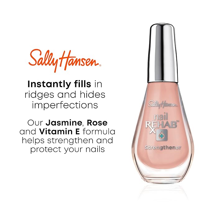 Sally Hansen Treatment Nail Rehab 41054, Nail Strengthener, Nail Hardener 0.33 Oz, Nail Growth Serum, Nail Strengthening Polish, Protection for Damaged Nails, Visibly Healthy Nails, Protect Nails