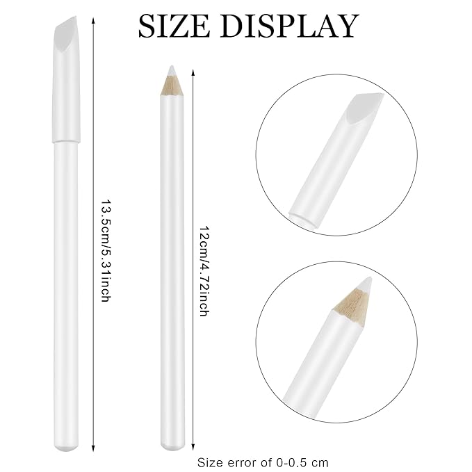 Maitys 1 Piece Nail Whitening Pencil 2-in-1 White Nail Pencil DIY Design Manicure with Cuticle Pusher