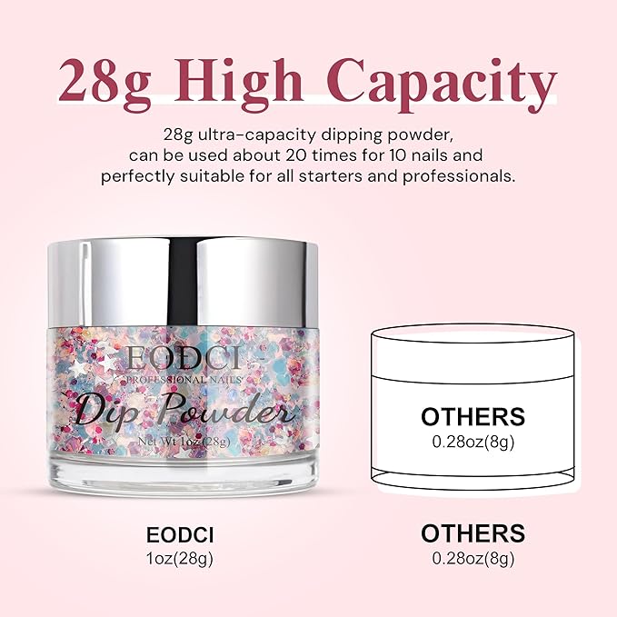 Dipping Powder Colors, Mermaid Tale Glitter Color Dip Powder - Nail Art Starter Manicure DIY No Needed Nail Lamp Curing Odor-Free Nail Color for Professionals & at-Home - 1 oz