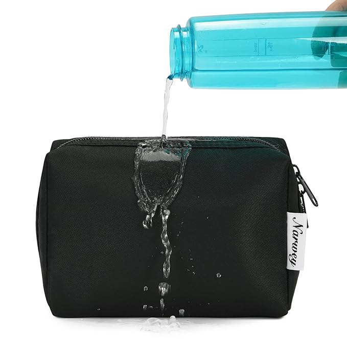 Narweyc Travel Cosmetic Bag Organizer Toiletry Bag Make Up Bags with Compartments for Women Girls (Large, Black)