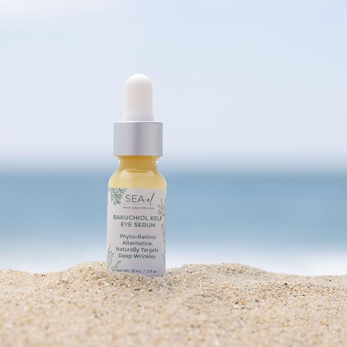 Bakuchiol Kelp Eye Serum Plant-Based Skincare Naturally Boosts Under Eye Glow Targets Deep Wrinkles & Supports Smooth Skin - Retinol Alternative for Women or Men, Vegan - .5 oz