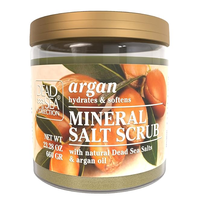 Bundle-Dead Sea Collection Salt Body Scrub -2 X Large 23.28 OZ - Salt Body Scrub Tea Tree + Salt Body Scrub Argan- Exfoliating Effect - Includes Organic Essential Oils and Natural Dead Sea Minerals