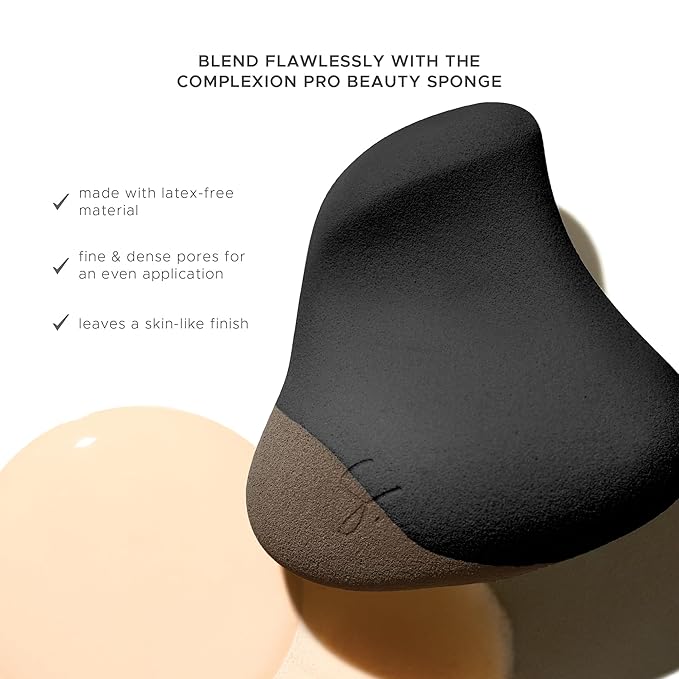 Complexion Pro Beauty Blender Sponge, Black, Single - Ergonomic Makeup Sponge and Beauty Blender, Essential Make up and Blending Sponge, Multipurpose Makeup Kit Facial Sponge