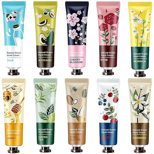 10 Pack Hand Cream for Women and Girls,Hand Cream for Dry Cracked Hands Deeply Moisturizing Hand Lotion with Shea Butter Vitamin E for Work Mini Travel Size Moisturizer Gift Set for Women