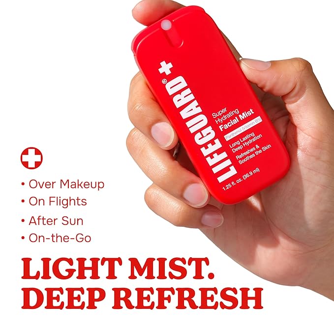 Lifeguard Super Hydrating Facial Mist - Vitamin B Infused, Face Mist Hydrating Spray for All Skin Types, Light-weight Face Moisturizer - 1.25 fl. oz.