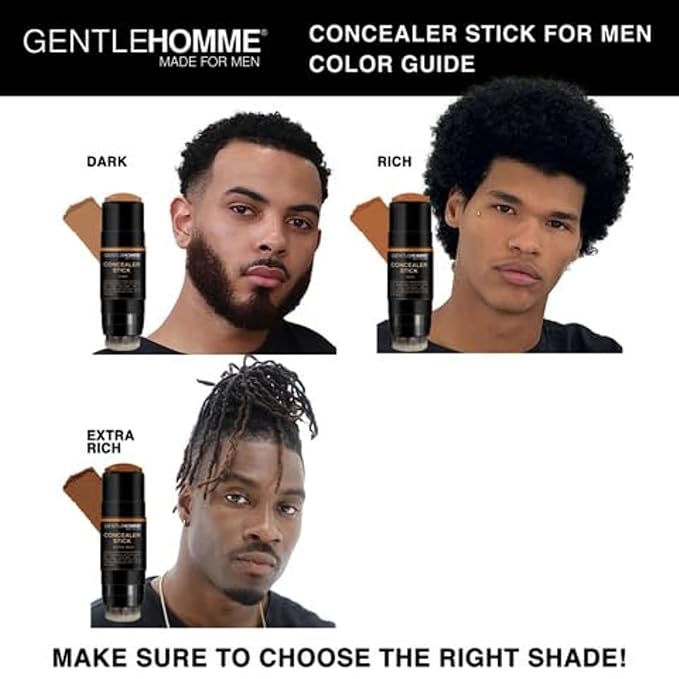 Concealer Stick with Brush for Men - Eraser Dark Circles - Men’s Multi-Use Concealer - Dual Sided Full Coverage Concealer Pen with Soft Brush- Buildable Coverage Makeup - All Skin Type - (Medium Dark)