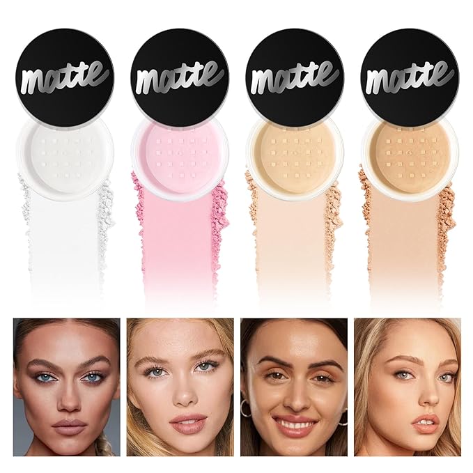 Face Loose Setting Powder, Translucent Long-lasting Waterproof Concealer Powder Light Breathable Oil-controlling, Smooth Matte Finish for Daily Face Makeup (02# Pink, 0.21 oz)