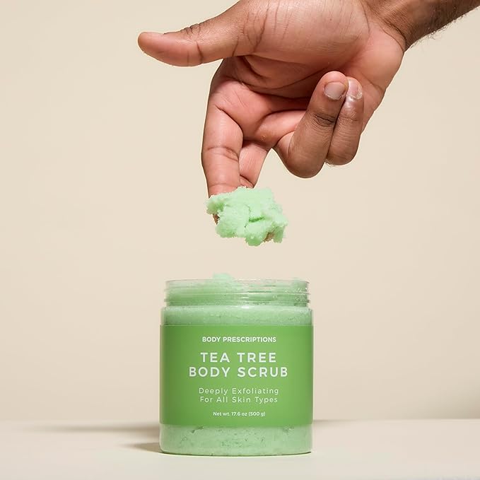 Body Prescription Deep Exfoliating Body Scrub - Cruelty-Free Formula for All Skin Types, 17.64 Ounce (Pack of 1), Tea Tree