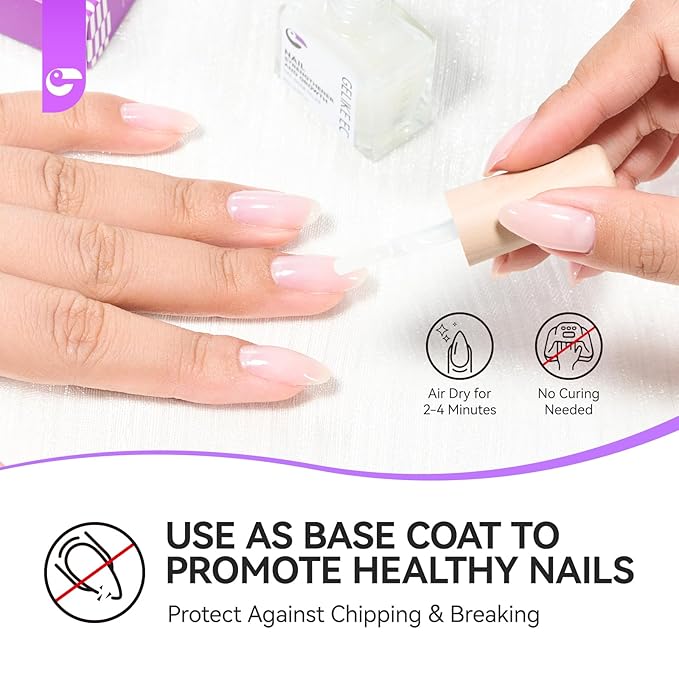 Gelike EC Ridge Filler Nail Strengthener: Milky White Extra Strong Nail Hardener for Damaged Nails & Growth Treatment for splitting nails - Organic, Vegan, Cruelty Free for Daily Home Salon