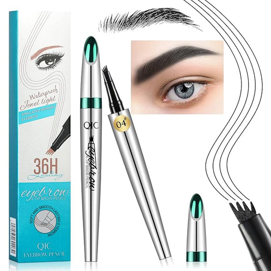 Eyebrow Pen - Microblading Eyebrow Pencil with Micro-Fork Precise Brush-Tip - Creates Natural Looking Brows Effortlessly and Stays on All Day - Waterproof Brow Pencil Hair, Black