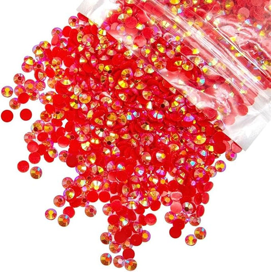 10000PCS 2mm Red AB Resin Rhinestones Bulk SS6 Small Flatback Jelly Stones Pack No-Hotfix Diamonds Crystals Gems Charms for Nails Face Eyes Makeup Mugs Tumblers Bottles DIY Crafts Shoes Clothes
