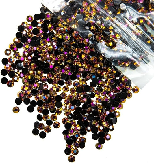 10000PCS 2mm Gold Rose AB Resin Rhinestones for Crafting SS6 Flatback Jelly Stones Bulk Non-Hotfix Golden AB Diamonds Gems for Nails Face Eyes Makeup Tumblers Bottles DIY Crafts Clothes Shoes