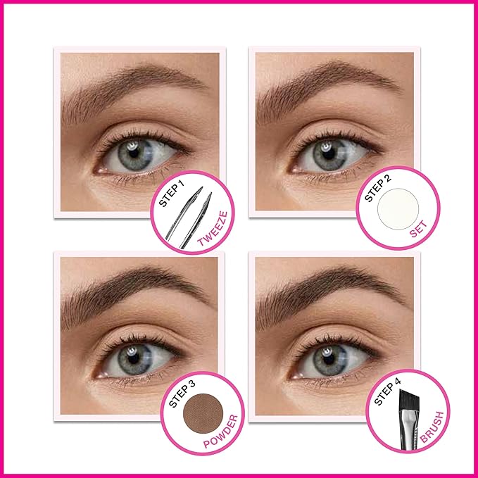 wet n wild Ultimate Eyebrow Makeup Kit, Long-Lasting Matte Brow Powder, Tweezers, Wax & Brush, Built-In Mirror, Purse-Friendly Compact - Dark Brown