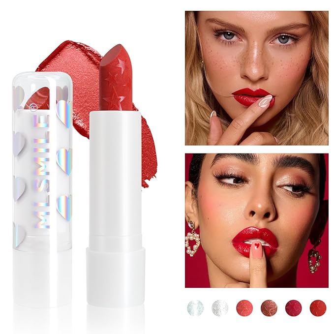 Hydrating Diamond Shine Lipstick, Pearlescent Glitter Waterproof Lip Balm, Long-Lasting Moisturizing Lipstick, Lip Makeup for Women Girls Fuller Lips, 04 Mermaid