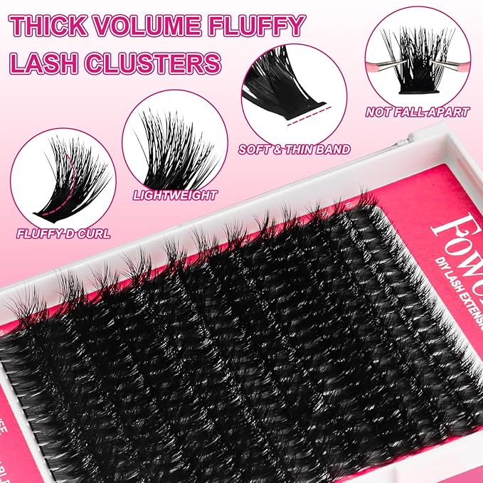 Lash Clusters 80D Fluffy Individual Lashes D Curl Cluster Eyelash Extensions 10-18mm Wispy DIY Lash Extension Thick Volume False Eyelashes Clusters for Beginners