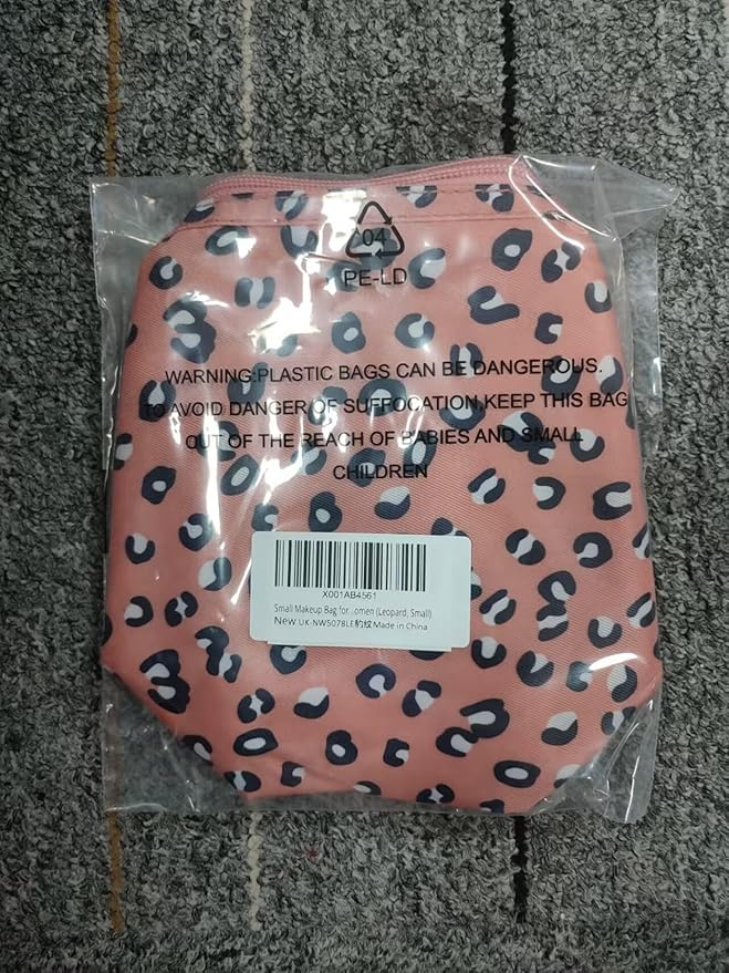Narwey Small Cheetah Makeup Bag for Purse Mini Cosmetic Bag Travel Makeup Pouch Zipper Pouch Cute Make up Bags with Compartments for Women Girls (Leopard, Small)