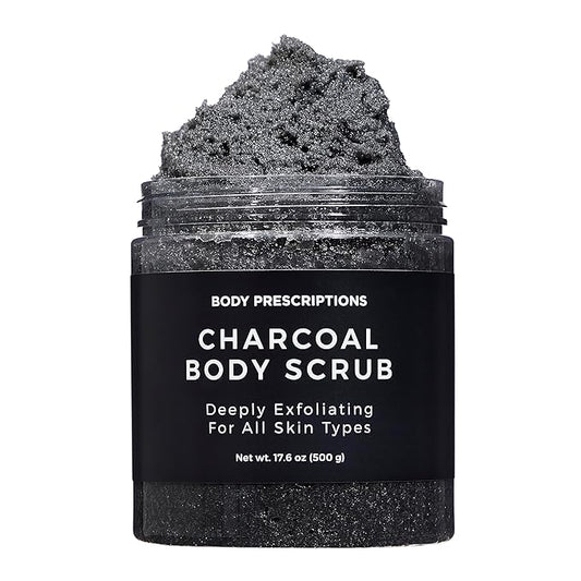 Body Prescription Deep Exfoliating Body Scrub - Cruelty-Free Formula for All Skin Types, 17.64 Ounce (Pack of 1), Charcoal