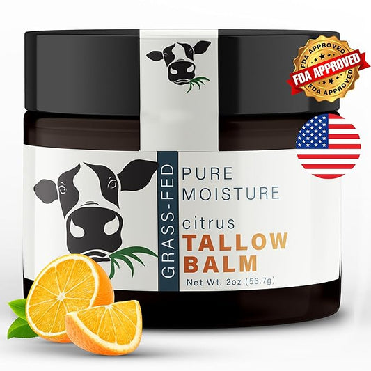 Grass Fed Beef Tallow for Skin – Beef Tallow for Face Balm – Tallow Skin Care – Grass Fed Beef Tallow Face Moisturizer – Organic Beef Tallow for Skin and Face (Citrus)