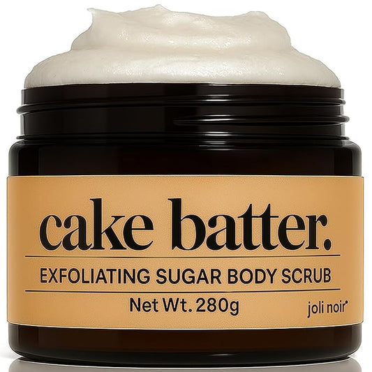 Joli Noir - Sugar Scrub - [Cake Batter] Exfoliating Body Scrub Made With Pumice, Grapeseed, Olive Oil, Sunflower, & Castor Oils To Reveal Silky Smooth Skin