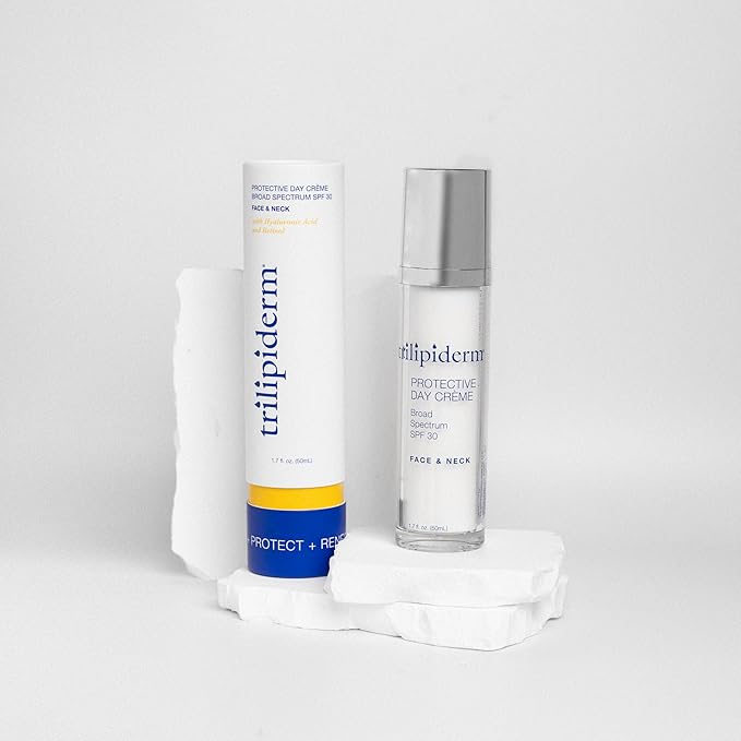 Trilipiderm Protective Day Crème, Broad Spectrum SPF 30 – 2-PACK – Lightweight, Fast-Absorbing Moisturizing Sunscreen, TSA-Friendly 1.7 Ounce Airless Pump Bottles