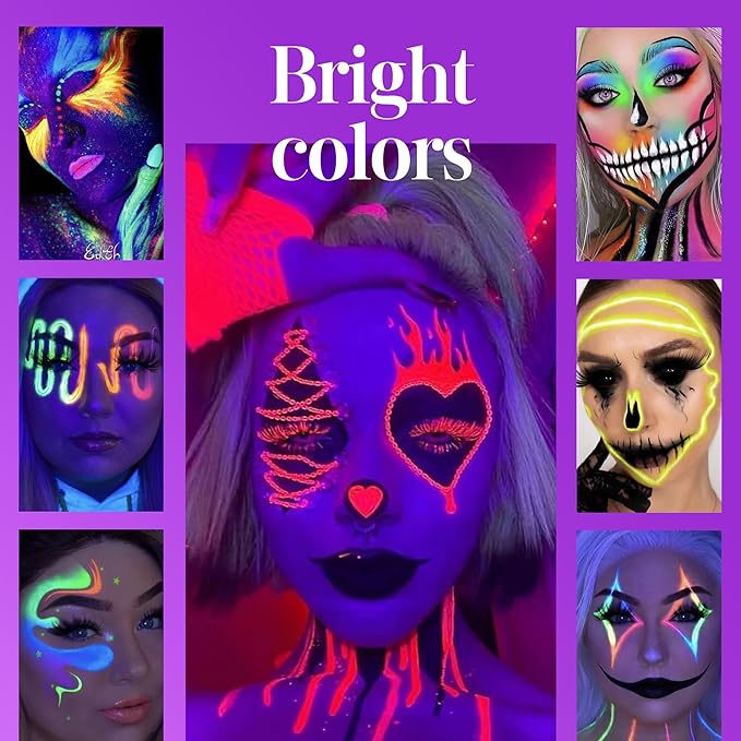 10 Colors Water Activated Eyeliner Palette,Water Activated Eyeliner,Neon Pigment Self Glowing Palette,Costume Halloween and Club Makeup Art Paint (02)