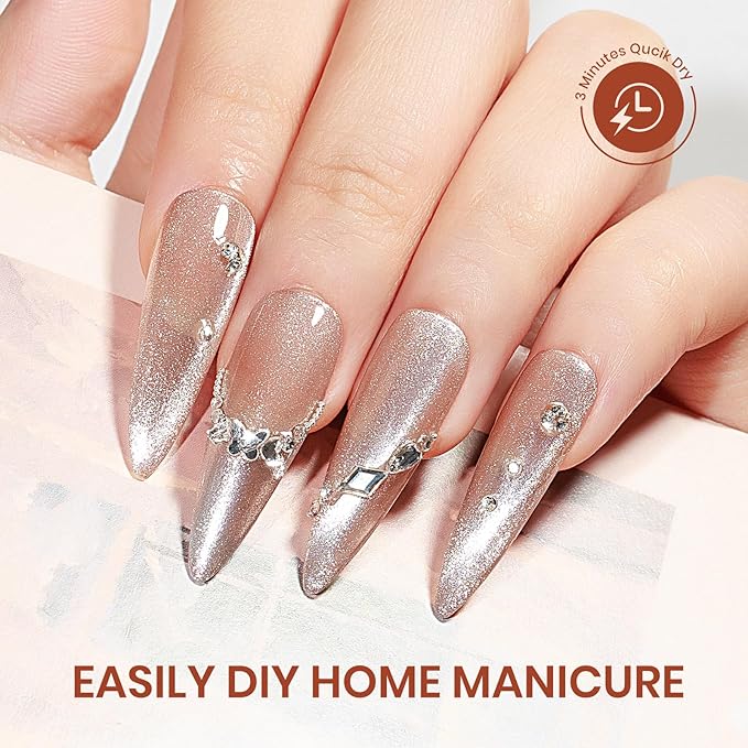 Nude Cat Eye Nail Polish Non Gel with Magnet Quick Dry Magnetic Nail Polish for Fingernail Air Drying Fast Lacquer Manicure Gift For Women Girls 16ml, 0.54fl oz