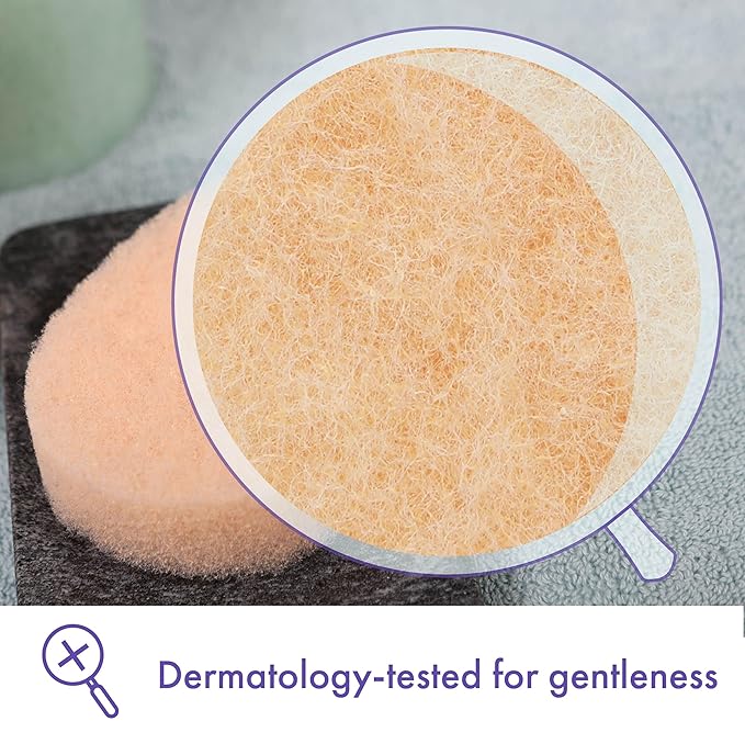 Buf-Puf Gentle Facial Sponge, Dermatologist Developed, Removes Deep Down Dirt & Makeup That Causes Breakouts and Blackheads, Reusable, Exfoliating, 1 Count (Pack of 2)