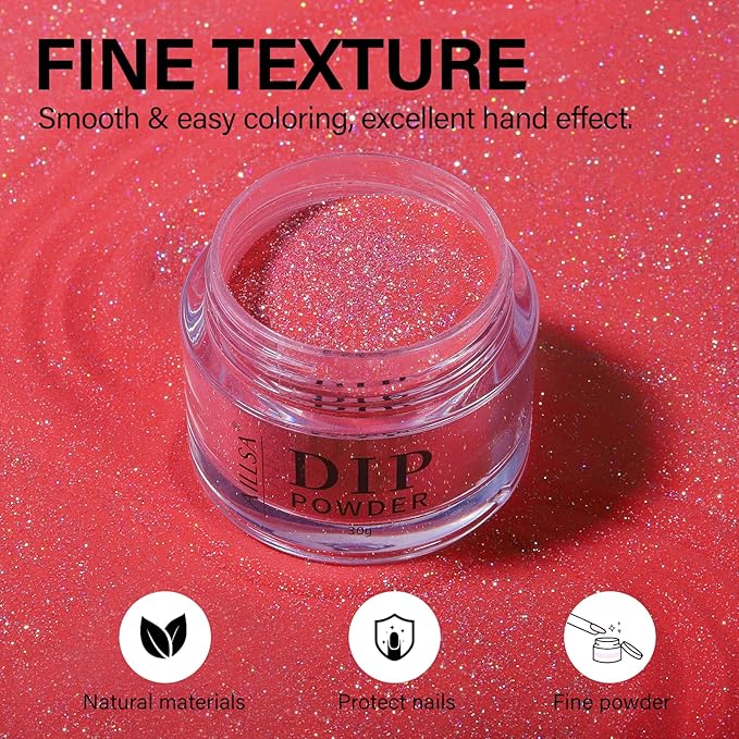 AILLSA Nail Dip Powder Glitter Red Burgundy Dipping Powders Colors for DIY Manicure Salon at Home Easy to Use Gel Dip Powder(1 Oz)