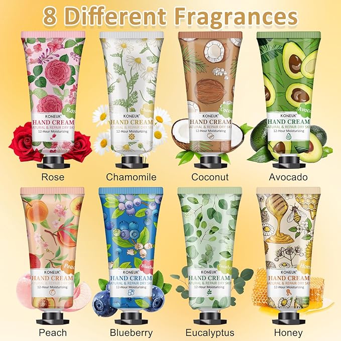 8 Pack Hand Cream Gifts Set For Women, Mini Hand Lotion Travel Size for Dry Cracked Hands, Bulk Hand Cream for Mom Gifts, Bridal Shower Favors, Birthday Gifts and Small Gifts for Women