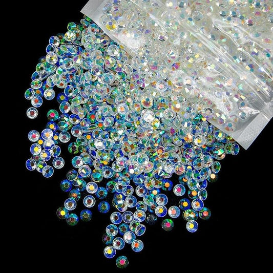 10000PCS 2mm Transparent White Ab Resin Rhinestones Bulk Flatback SS6 Clear AB Jelly Stones Diamonds Gems Charms Supplies for Nails Face Eye Makeup Tumblers Bottles Crafts Decor Shoes Clothes