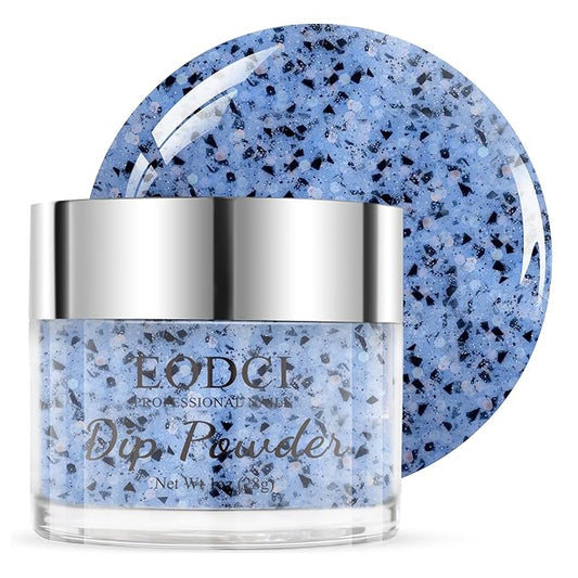 Dip Powder Eggshell Blue Color Nail Dipping Powder French Glitter tinfoil Nail Art Starter Manicure Salon DIY at Home No Needed Lamp Curing Odor-Free&Long-Lasting 1 Oz