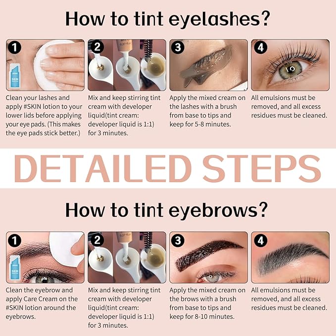 Libeauty Lash Color Kit with Reusable Dolphins Eye Patches Instant Eyelash & Eyebrow Black Coloring Kit for Hair Lasts Up 4 Weeks Brow Colour Set Suitable For DIY At Home Or Salon