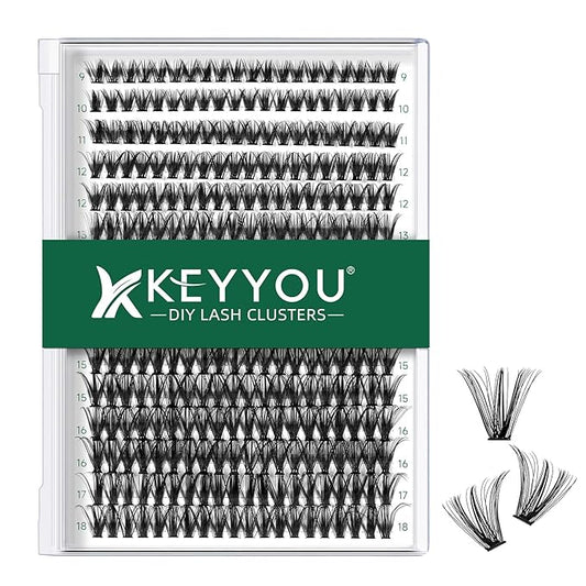 Lash Clusters 300pcs Individual Lashes 40D 0.07C Curl 9-18MIX DIY Eyelash Extension KEYYOU Large Tray Volume Soft&Natural Cluster Lashes(40D-0.07C,9-18MIX）, 1.0 Count