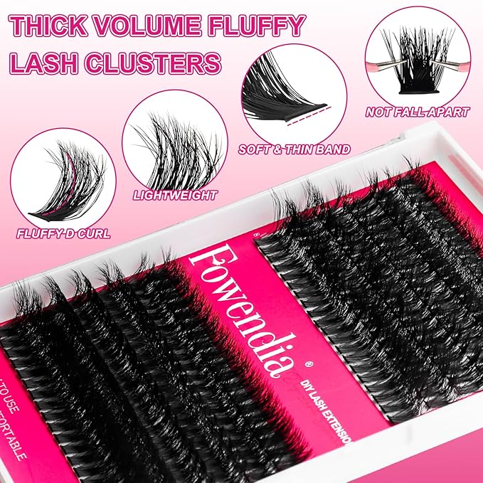 Lash Clusters 80D 100D Fluffy Individual Lashes D Curl Cluster Eyelash Extensions 10-18mm Wispy DIY Lash Extension Thick Volume False Eyelashes Clusters for Beginners