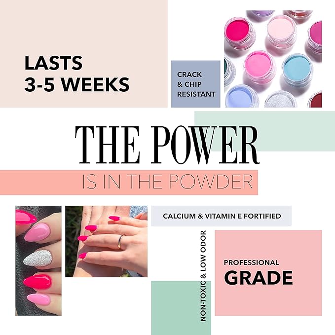 Revel Nail Dip Powder - Pink Powder Dip Nail Polish, Chip Resistant Dip Nail Powder with Vitamin E and Calcium, DIY Manicure, Staff
