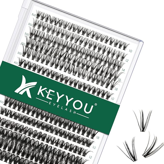 Lash Clusters 300pcs Eyelash Clusters 30D+40D+50D 0.07D Curl 10-18MIX DIY Eyelash Extension KEYYOU Large Tray Volume Soft&Natural Individual Lashes(30D40D50D-0.07D,10-18MIX）