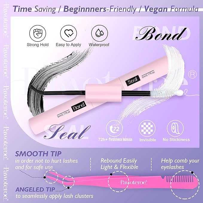 Lash Extension Kit Lash Clusters 80D Full DIY Cluster Eyelash Extension Kit 10-20mm Individual Lashes Mink with Lash Bond and Seal, Lash Tweezers for Self Application (Mink 80D,10-20mm, Kit)