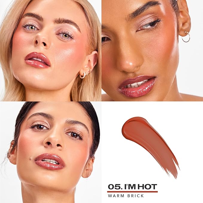 Sacheu Cheek STAY-N Liquid Blush for Cheeks — High Pigment, Buildable, Lightweight Cream Blush Infused With Squalane, for Dewy & Radiant Flushed Cheeks — Long-lasting & Cruelty Free, I'm Hot