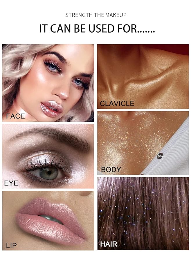 2PCS Polvo De Hadas Fairy Dust Highlight Patting Powder - Full Body Contouring and Clavicle Pearlescent Patting Powder for Face and Eye, Christmas Sparkling Body Glitter (#01 White & #02 Pink)