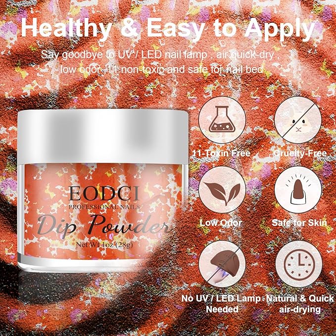 Nail Dip Dipping Powder,1 Oz/28g Dopamine Glitter Orange Color Dipping Powder French Nails Art Starter Manicure DIY Salon Home Gift for Women,No Need Nail Lamp Cured