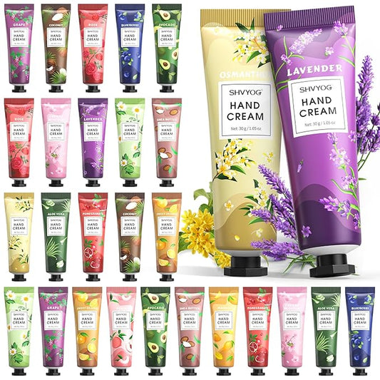 SHVYOG 28PCS Hand Cream Gift Set, Christmas Gifts Stocking Stuffers for Women, Bridesmaid Gifts Travel Size Hand Lotion for Dry Cracked Hands, Mini Hand Lotion Bulk, 28 x 30ml