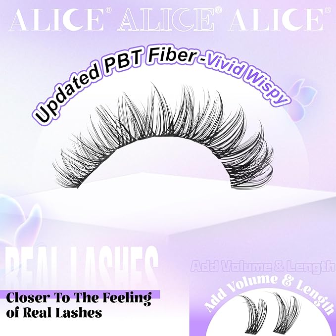 Lash Clusters Natural Wispy Cluster Eyelash Extensions DIY Individual Lashes Lash Extension Waterproof Cluster Lashes 224pcs 9-16mm Soft Thin Band by ALICE