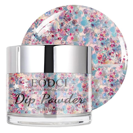 Dipping Powder Colors, Mermaid Tale Glitter Color Dip Powder - Nail Art Starter Manicure DIY No Needed Nail Lamp Curing Odor-Free Nail Color for Professionals & at-Home - 1 oz