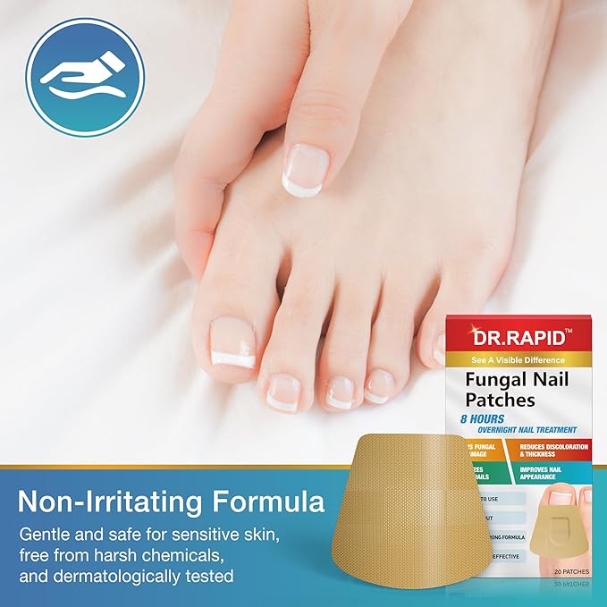 Toenail Fungus Treatment Extra Strength - 20 Hydrogel Patches for Overnight Nail Repair, 8-Hour Nighttime Fungal Nail Patches, Restores Healthy Appearance, Waterproof & Painless Relief